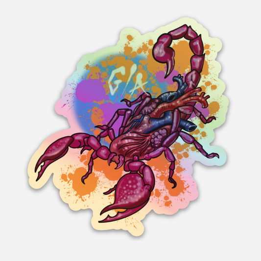Scorpion Heart Iridescent Sticker
